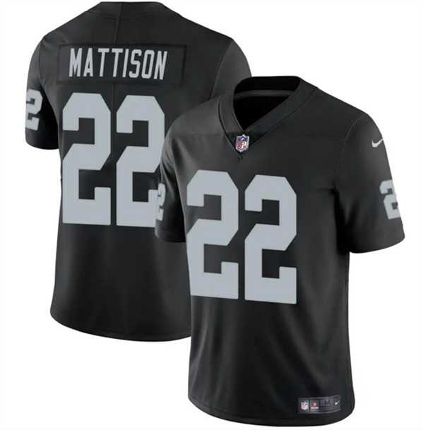 Men & Women & Youth Las Vegas Raiders #22 Alexander Mattison Black 2024 Vapor Football Stitched Jersey